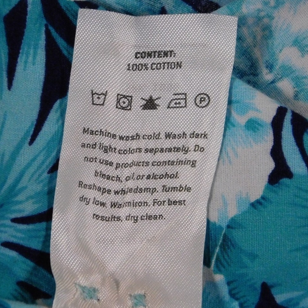 Sunrise Kingdom Mens Blue-Green Tropical Short Sleeve Button Up XL - Picture 11 of 11